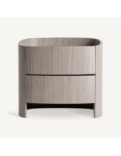 Mesita de Noche Vical Home en Madera y Cuero Gris – 55 cm