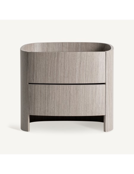 Mesita de Noche Vical Home en Madera y Cuero Gris – 55 cm