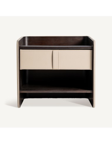 Mesita de Noche Vical Home en Madera, Roble y Polipiel Beige – 52 cm