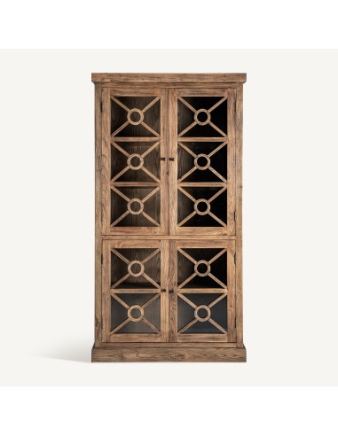 Vitrina de Madera de Olmo Marrón 110x40x205 cm – Vical home