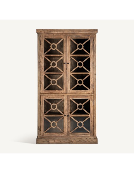 Vitrina de Madera de Olmo Marrón 110x40x205 cm – Vical home