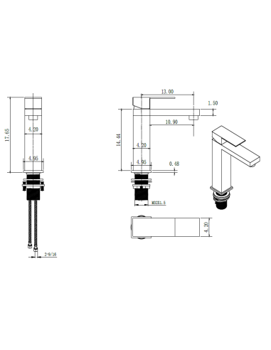 Grifo lavabo monomando ARMY CROMO/NEGRO/ORO/NIQUEL
