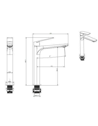 Grifo lavabo monomando alto GLORY CROMO/NEGRO/ORO