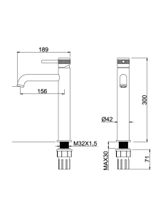 Grifo lavabo alto monomando DIAMOND CROMO/ORO/GRIS 2