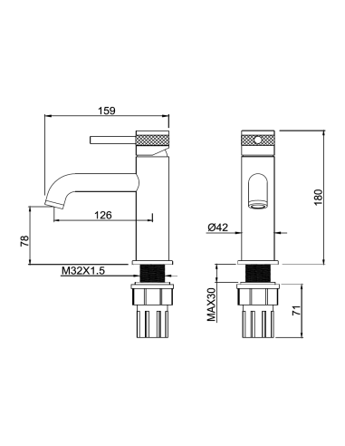 Grifo lavabo monomando DIAMOND CROMO/ORO/GRIS