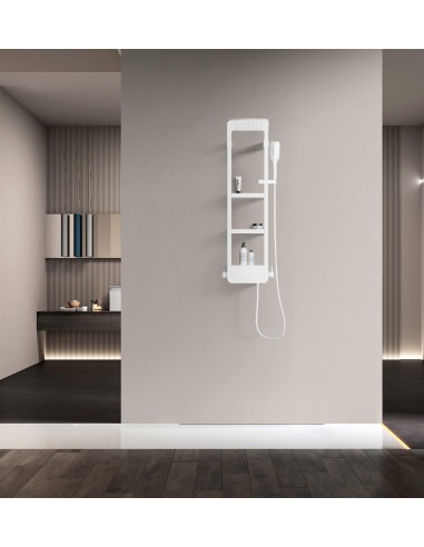 COLUMNA DUCHA MONOMANDO SHELF CON ESTANTES BLANCO/NEGRO