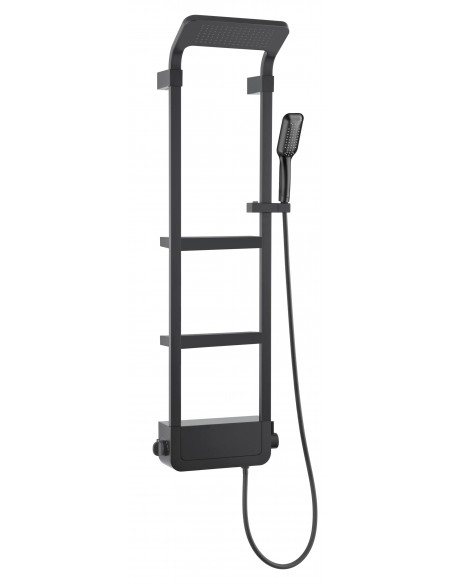 COLUMNA DUCHA MONOMANDO SHELF CON ESTANTES BLANCO/NEGRO