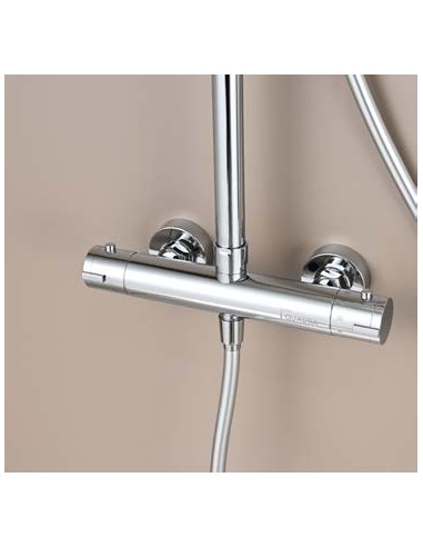 COLUMNA DUCHA TERMOSTÁTICA REDONDA CROMO/NEGRO