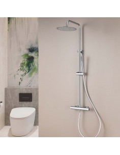 COLUMNA DUCHA TERMOSTÁTICA REDONDA CROMO/NEGRO 2