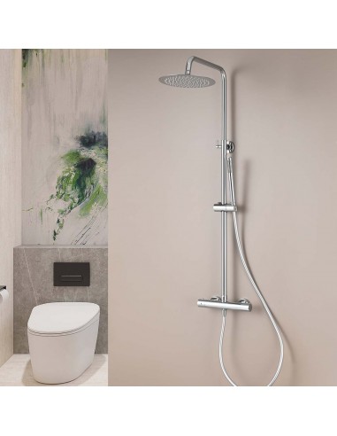 COLUMNA DUCHA TERMOSTÁTICA REDONDA CROMO/NEGRO