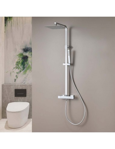 COLUMNA DUCHA TERMOSTÁTICA CUADRADA CROMO/NEGRO