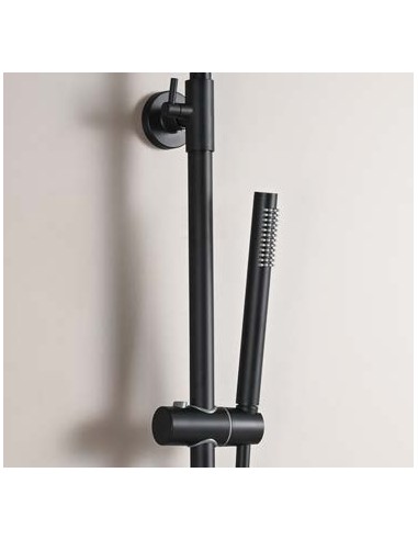 COLUMNA DUCHA MONOMANDO REDONDA CROMO/NEGRO