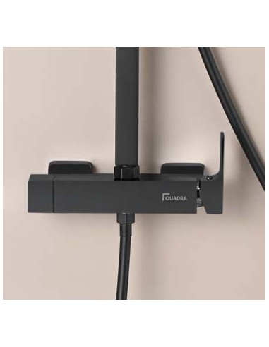 COLUMNA DUCHA MONOMANDO CUADRADA CROMO/NEGRO