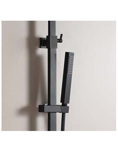 COLUMNA DUCHA MONOMANDO CUADRADA CROMO/NEGRO