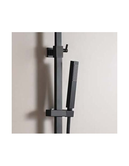 COLUMNA DUCHA MONOMANDO CUADRADA CROMO/NEGRO