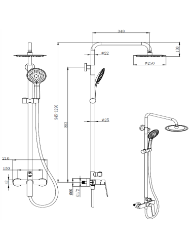 Grifo ducha monomando  GLORY CROMO/NEGRO/ORO