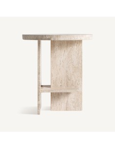 Mesa auxiliar Thiennes de Vical Home en travertino beige 50x55 cm estilo art déco