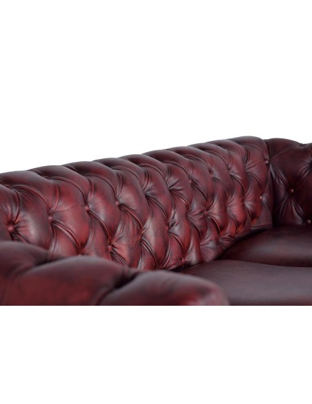 Sofá Chester de 3 plazas en piel marrón de Giner y Colomer – clásico elegante para salón