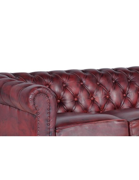 Sofá Chester de 3 plazas en piel marrón de Giner y Colomer – clásico elegante para salón