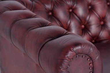 Sofá Chester de 3 plazas en piel marrón de...