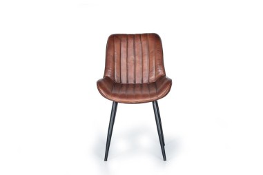 Silla industrial tapizada en cuero marrón de...