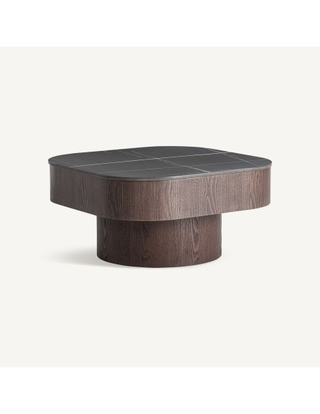 Mesa de Centro Neufs de Vical Home – Diseño Art Déco en Mármol Negro y Madera