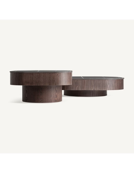 Mesa de Centro Neufs de Vical Home – Diseño Art Déco en Mármol Negro y Madera