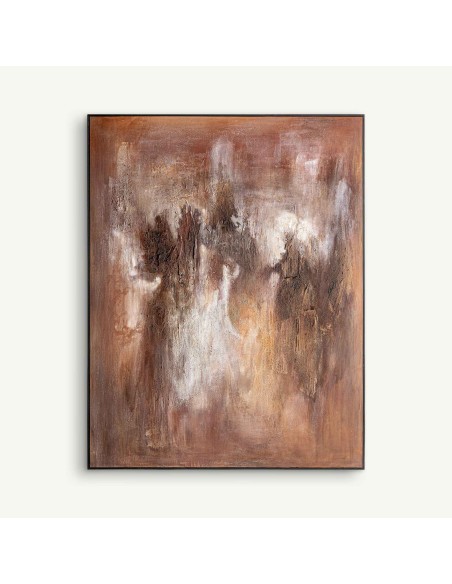 Lienzo Eric de Vical Home – Obra Contemporánea en Tonos Marrones con Base de Madera