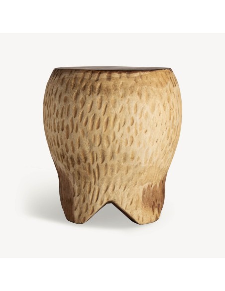 Mesa de Centro Gairo de Vical Home – Madera Suar Tallada con Acabado Natural