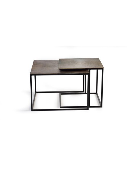 Set de 2 Mesas de Centro Giner y Colomer en Bronce y Metal