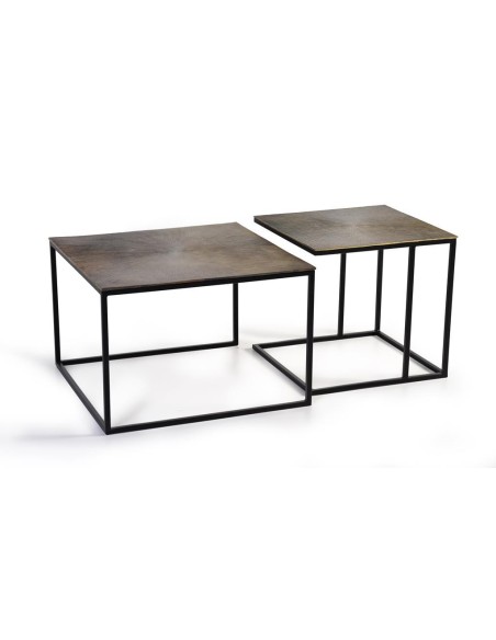 Set de 2 Mesas de Centro Giner y Colomer en Bronce y Metal