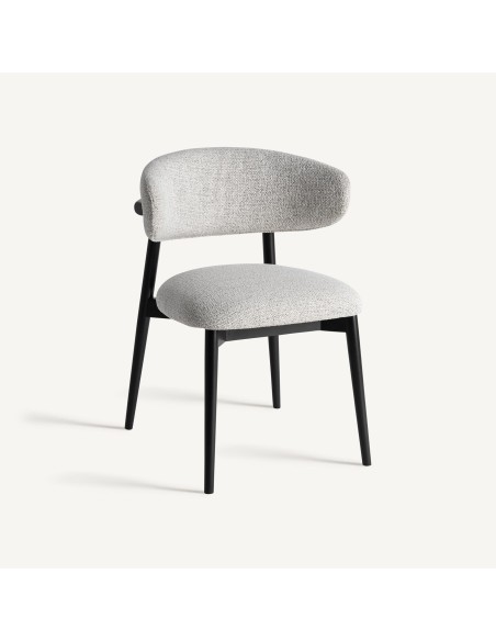 Silla de Diseño en Madera de Arce Negra y Tapizado Beige – VICAL HOME