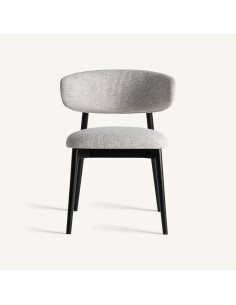Silla de Diseño en Madera de Arce Negra y Tapizado Beige... 2