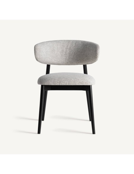 Silla de Diseño en Madera de Arce Negra y Tapizado Beige – VICAL HOME