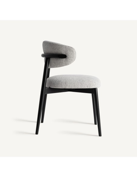 Silla de Diseño en Madera de Arce Negra y Tapizado Beige – VICAL HOME