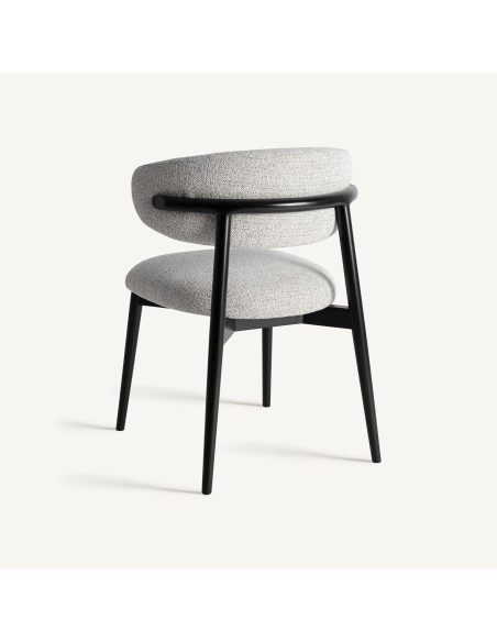 Silla de Diseño en Madera de Arce Negra y Tapizado Beige – VICAL HOME