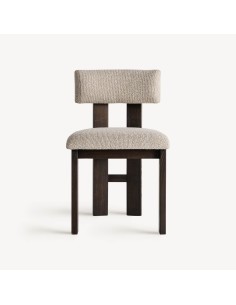 Silla de Diseño en Poliéster Beige y Madera Negra – VICAL... 2
