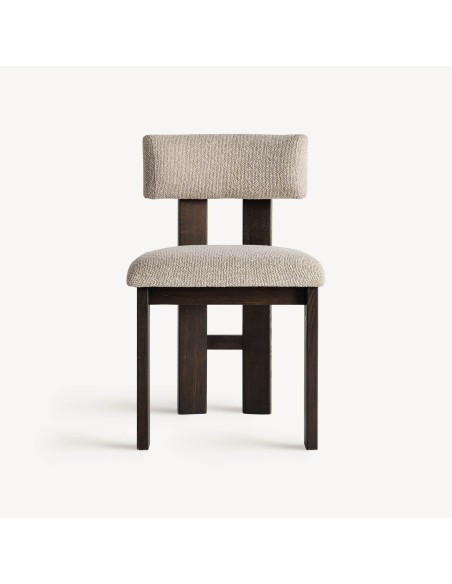 Silla de Diseño en Poliéster Beige y Madera Negra – VICAL HOME