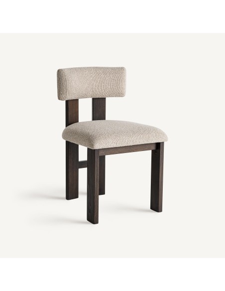 Silla de Diseño en Poliéster Beige y Madera Negra – VICAL HOME