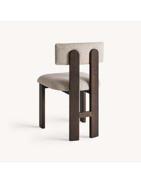 Silla de Diseño en Poliéster Beige y Madera Negra – VICAL HOME