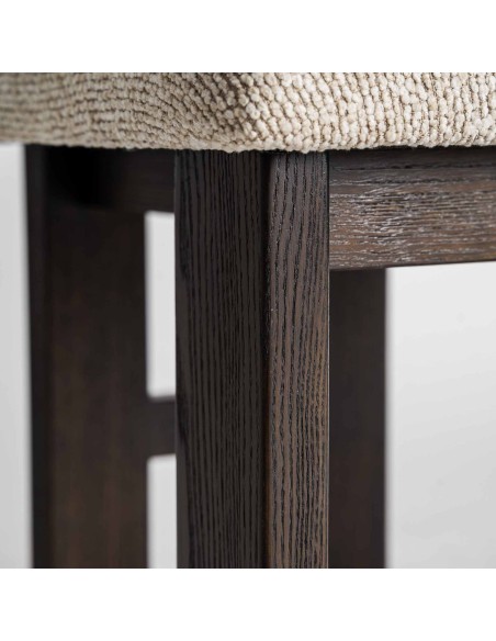 Silla de Diseño en Poliéster Beige y Madera Negra – VICAL HOME