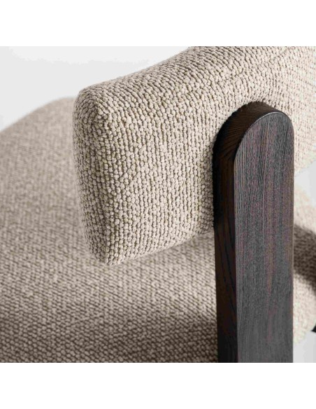 Silla de Diseño en Poliéster Beige y Madera Negra – VICAL HOME
