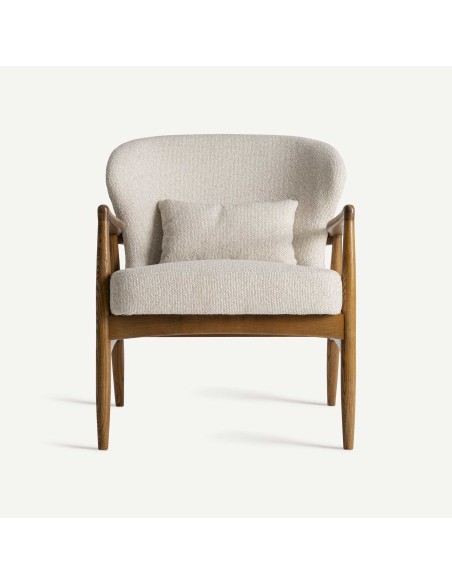 Sillón de Diseño en Poliéster Beige y Madera Marrón – VICAL HOME