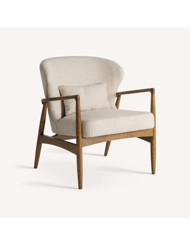 Sillón de Diseño en Poliéster Beige y Madera Marrón – VICAL HOME