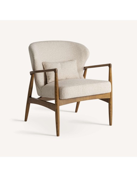 Sillón de Diseño en Poliéster Beige y Madera Marrón – VICAL HOME