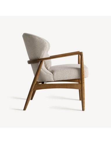 Sillón de Diseño en Poliéster Beige y Madera...