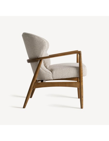 Sillón de Diseño en Poliéster Beige y Madera Marrón – VICAL HOME