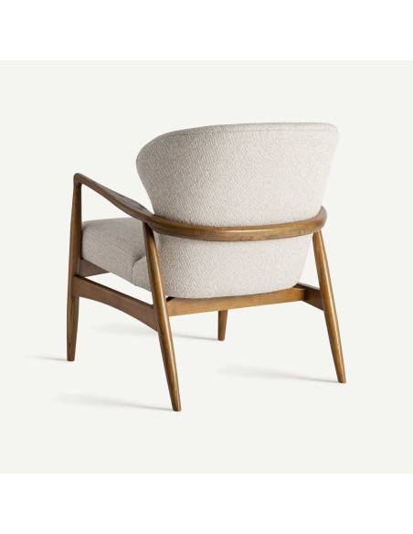 Sillón de Diseño en Poliéster Beige y Madera Marrón – VICAL HOME