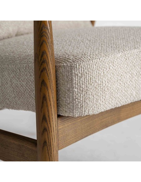 Sillón de Diseño en Poliéster Beige y Madera Marrón – VICAL HOME