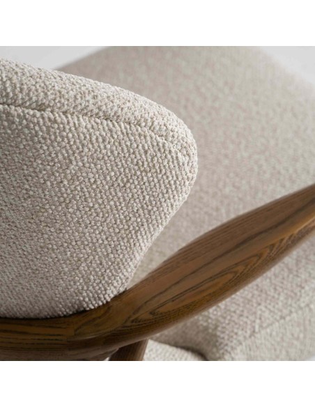 Sillón de Diseño en Poliéster Beige y Madera Marrón – VICAL HOME